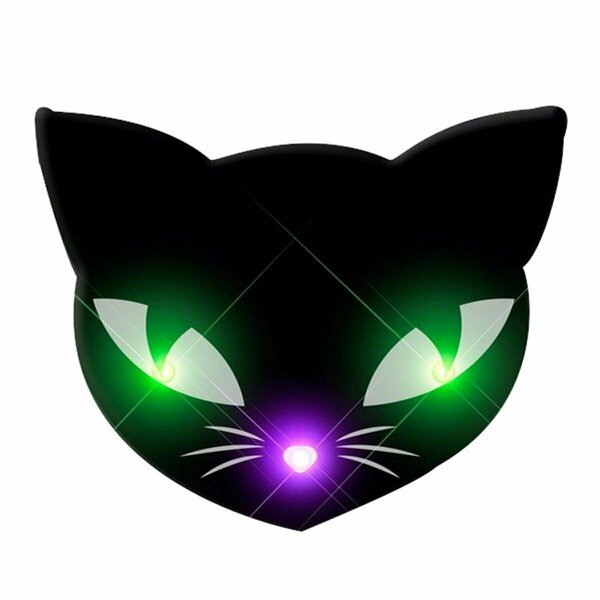 Endless Games Black Kitty Cat Glowing Green Spooky Halloween Eyes Flashing Blinky Light Necklace EN3335394